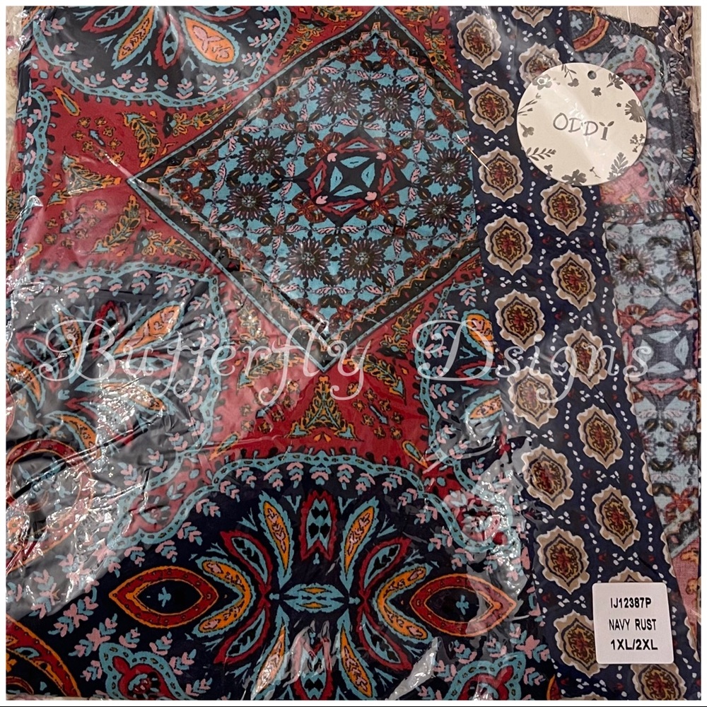 Oddi Plus Quilt Patchwork Print Semi Sheer Kimono - Picture 7 of 8